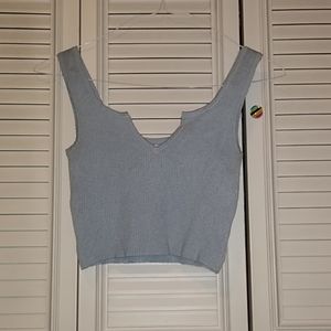 blue waffle knit tank top